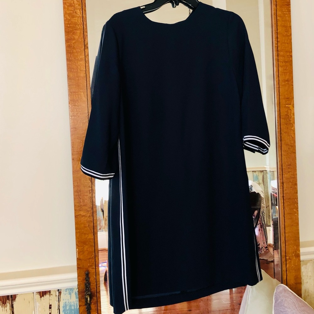 Navy Blue sporty side striped midsleeved dress